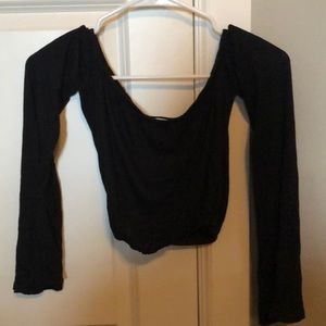 ARDEN B- black crop long sleeves soft top!